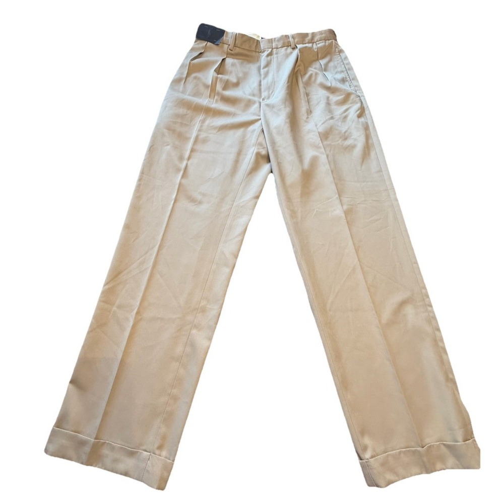 NWTVintage Polo Ralph Lauren Beaton Pants Mens 36x32 Beige Double Pleats Cuffed